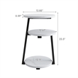 3 Tier Small Round Solid Wood Side Table White Black Metal Frame nightstand