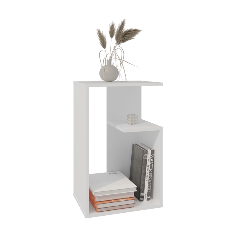 White 25 H Side Table with 1 Shelf  Engineered Wood