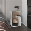 25  White Side Table with 1 Shelf Engineered Wood
