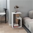 25  White Side Table with 1 Shelf Engineered Wood