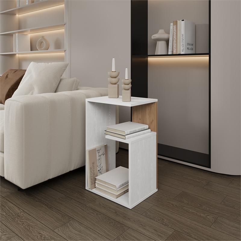 White Macadamia Sallis Side Table Engineered Wood