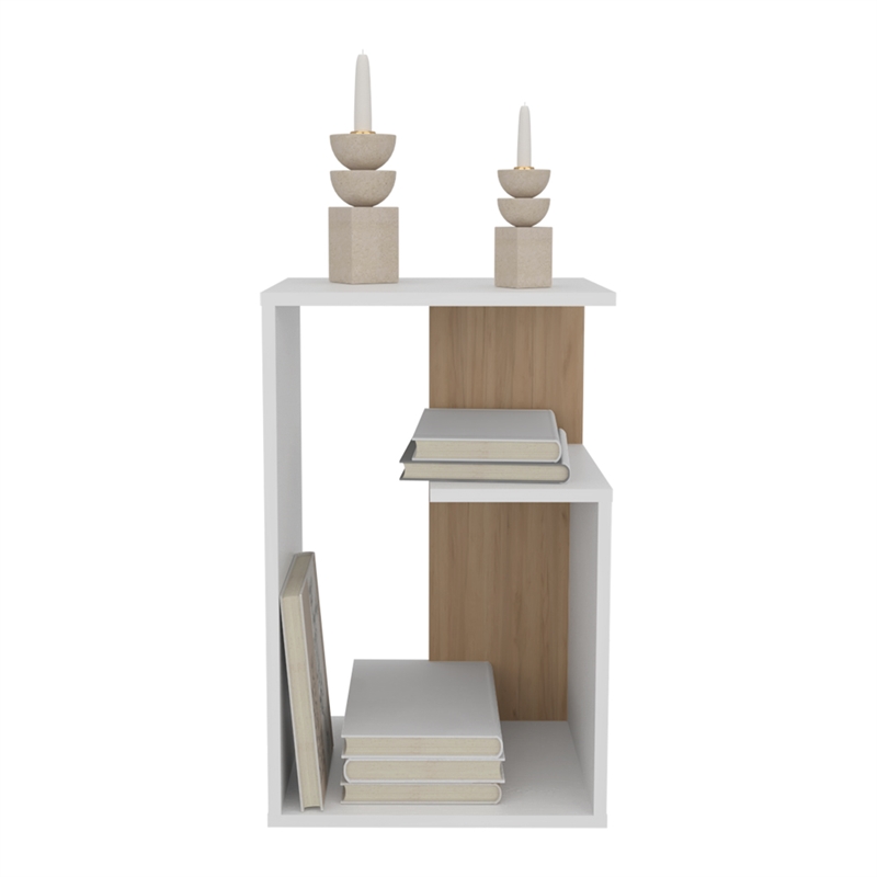 White Macadamia Sallis Side Table Engineered Wood