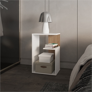 White Macadamia Sallis Side Table Engineered Wood