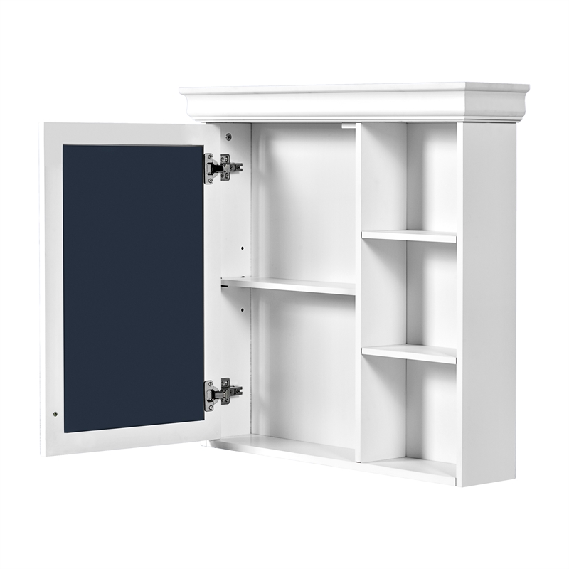 White Wood Wall Mounted Bathroom Medicine Cabinet Mirror Storage Organizer