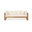 Beige  Wood Outdoor Extendable 3-Seater Sofa Daybed Couch