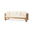 Beige  Wood Outdoor Extendable 3-Seater Sofa Daybed Couch