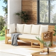 Beige  Wood Outdoor Extendable 3-Seater Sofa Daybed Couch