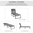 Outsunny Reclining Chaise Lounge Steel and Polyester Grey