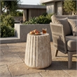 Gold Concrete Outdoor Cleme Carved Side Table - Elegant End Table