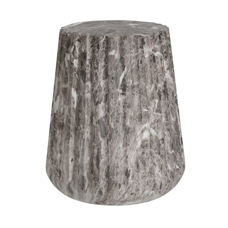 Brown Concrete Outdoor Cleme Carved Side Table and End Table