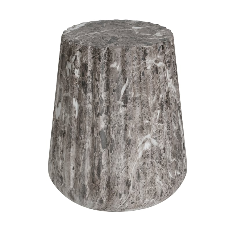 Brown Concrete Outdoor Cleme Carved Side Table and End Table