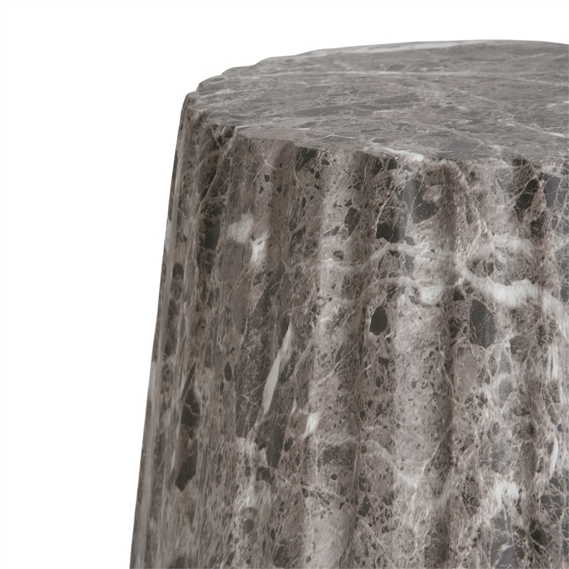 Brown Concrete Outdoor Cleme Carved Side Table and End Table