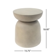 Gray Concrete Outdoor Round Drum Side Table Accent End Table
