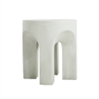 White Concrete Outdoor Round Side Table Accent End Table