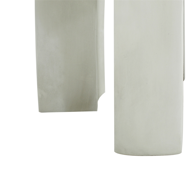 White Concrete Outdoor Round Side Table Accent End Table