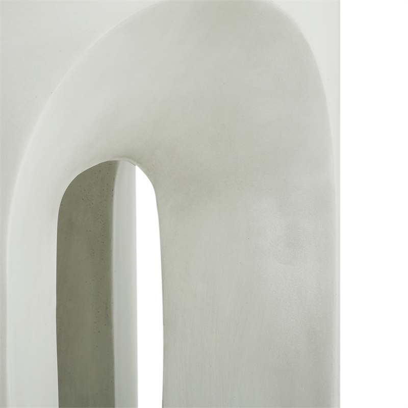 White Concrete Outdoor Round Side Table Accent End Table