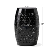 Black Lace Cut Iron Barrel Side Table Iron Outdoor Accent End Table
