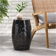 Black Lace Cut Iron Barrel Side Table Iron Outdoor Accent End Table