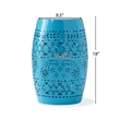Blue Iron Lace Cut Barrel Accent Table for  Outdoor Use