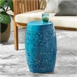 Blue Iron Lace Cut Barrel Accent Table for  Outdoor Use