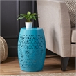 Blue Iron Lace Cut Barrel Accent Table for  Outdoor Use