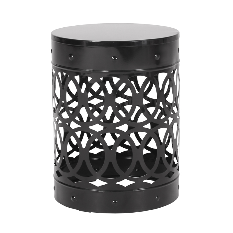 Outdoor Large End Table Black Color with Durable Iron Material Construction