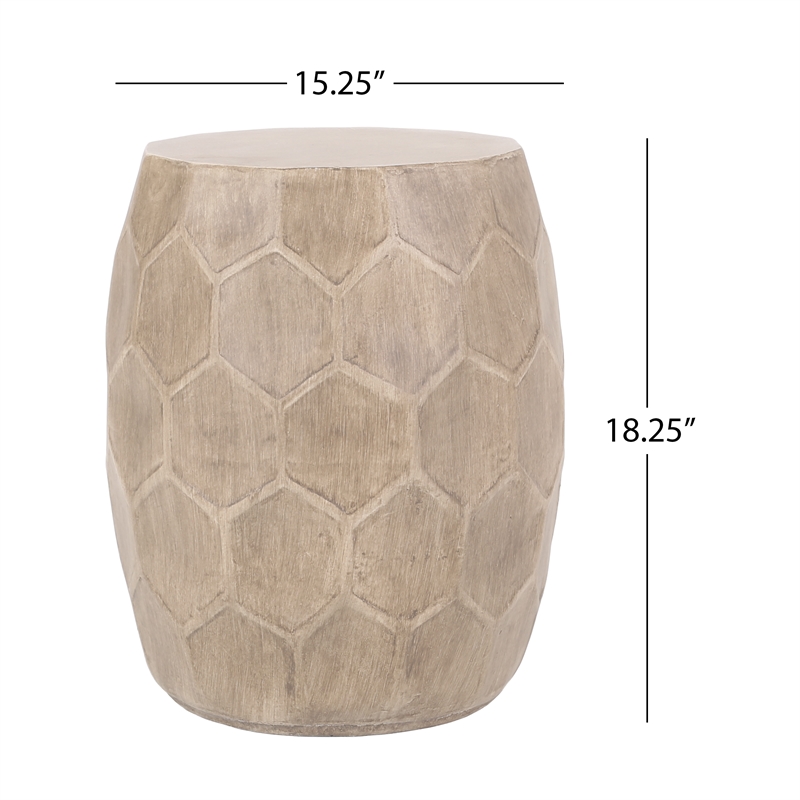 Outdoor Lightweight Concrete Side Table Natural Concrete  Natural Finish