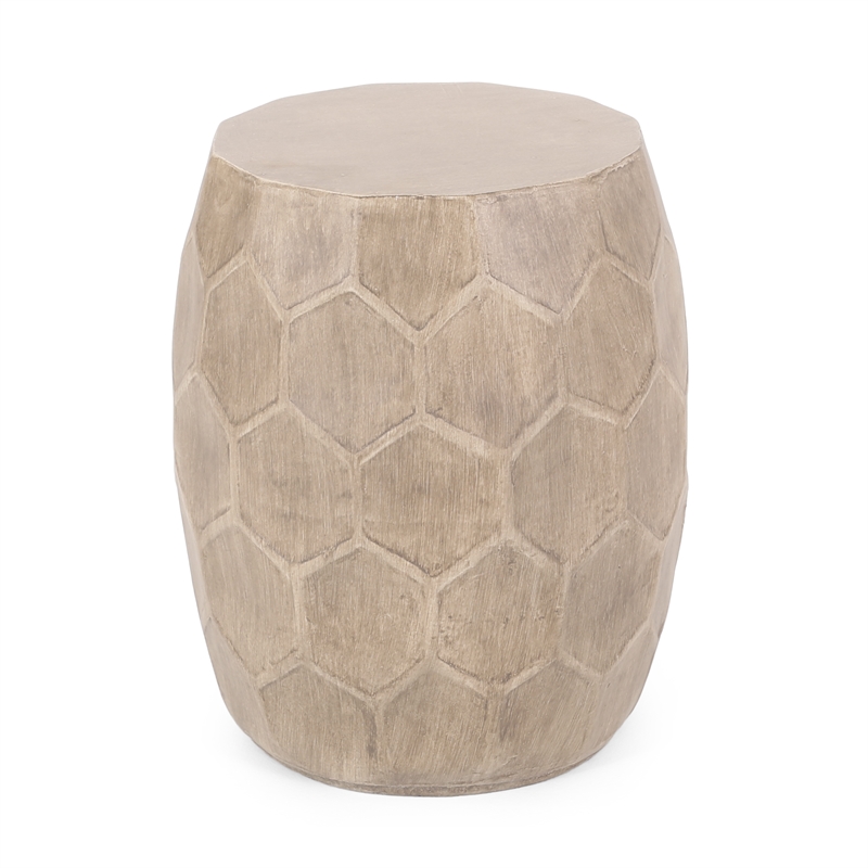 Outdoor Lightweight Concrete Side Table Natural Concrete  Natural Finish