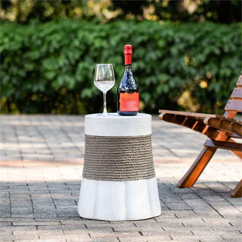 Retro Woven Rope Side Table  ceramic with Brown color