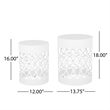 Outdoor Set of 2 End Tables  White Finish with Sturdy Iron Construction