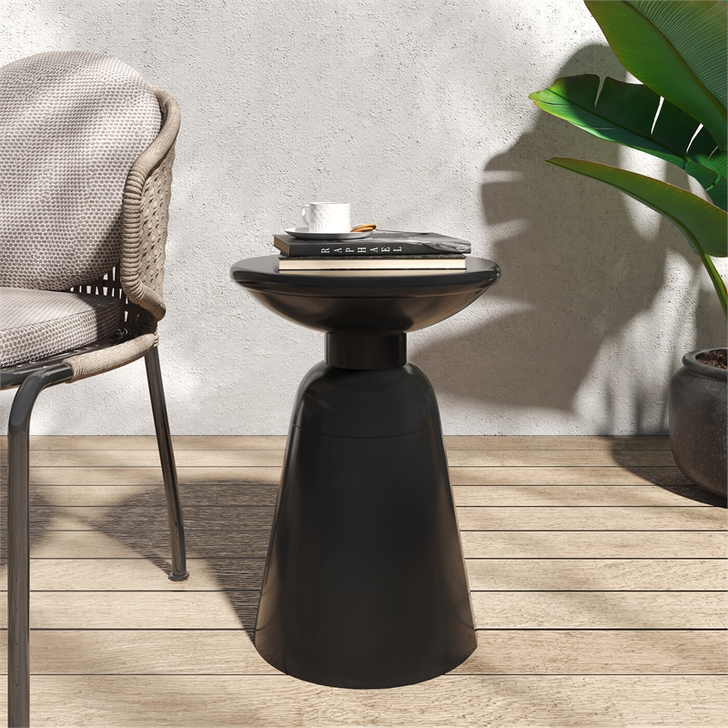 Outdoor Metal Large End Table Metal Gray