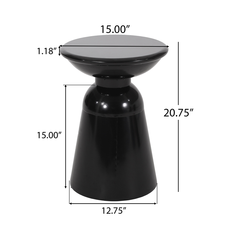 Outdoor Metal Large End Table Metal Gray