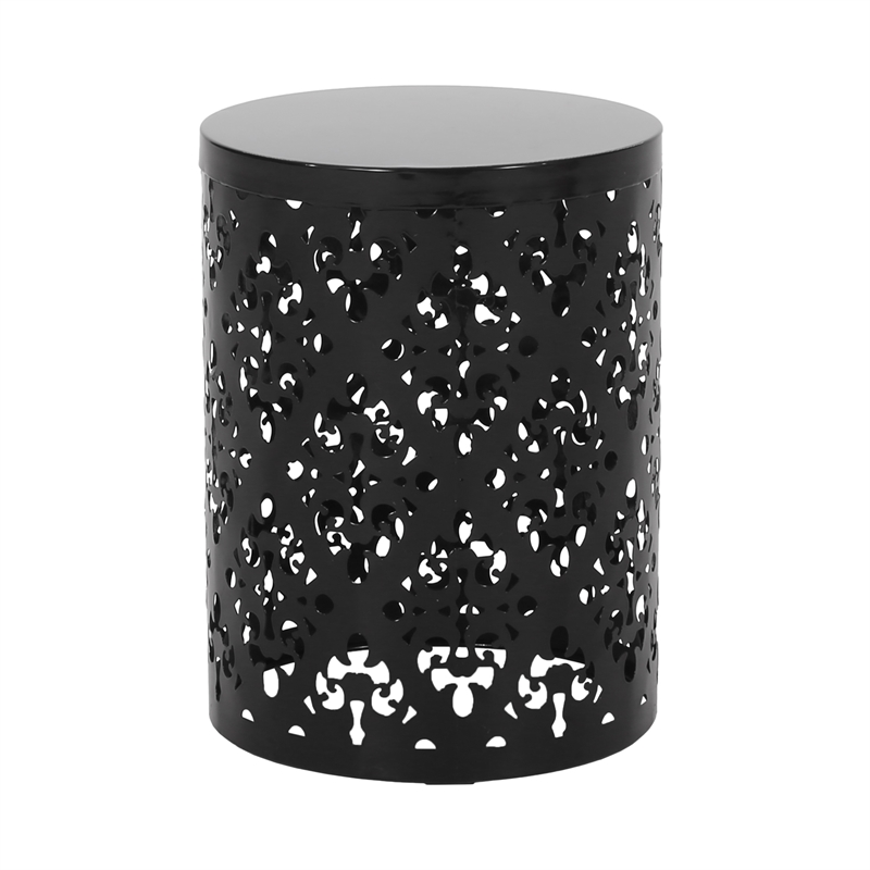 Outdoor Metal Large End Table Iron  Black