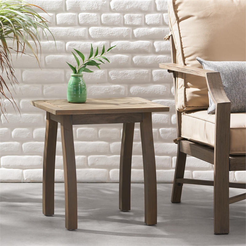 Gray Wood End Table for Living Room Bedroom  Versatile Use