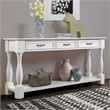63 White Pine Wood Console Table with 3 Drawers and Bottom Shelf