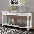63 White Pine Wood Console Table with 3 Drawers and Bottom Shelf