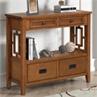 Brown 36 Pine Wood Console Table with 4 Drawers and Storage Shelf