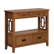 Brown 36 Pine Wood Console Table with 4 Drawers and Storage Shelf