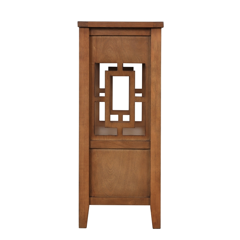 Brown 36 Pine Wood Console Table with 4 Drawers and Storage Shelf
