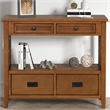 Brown 36 Pine Wood Console Table with 4 Drawers and Storage Shelf