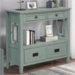 Blue 36 Pine Wood Farmhouse Console Table with 4 Drawers and Storage Shelf