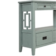 Blue 36 Pine Wood Farmhouse Console Table with 4 Drawers and Storage Shelf