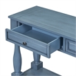 Navy Solid Wood 63 Console Table with Drawers and Shelf for Entryway Hallway