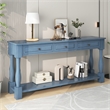 Navy Solid Wood 63 Console Table with Drawers and Shelf for Entryway Hallway