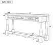 Navy Solid Wood 63 Console Table with Drawers and Shelf for Entryway Hallway