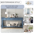 Navy Solid Wood 63 Console Table with Drawers and Shelf for Entryway Hallway