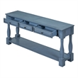 Navy Solid Wood 63 Console Table with Drawers and Shelf for Entryway Hallway
