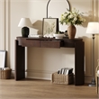 Espresso Solid Wood Entryway Table with Oval Fluted Design and 2 Drawers