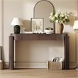 Espresso Solid Wood Entryway Table with Oval Fluted Design and 2 Drawers