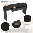 Black Solid Wood Oval Console Table with Fluted Design and 2 Drawers